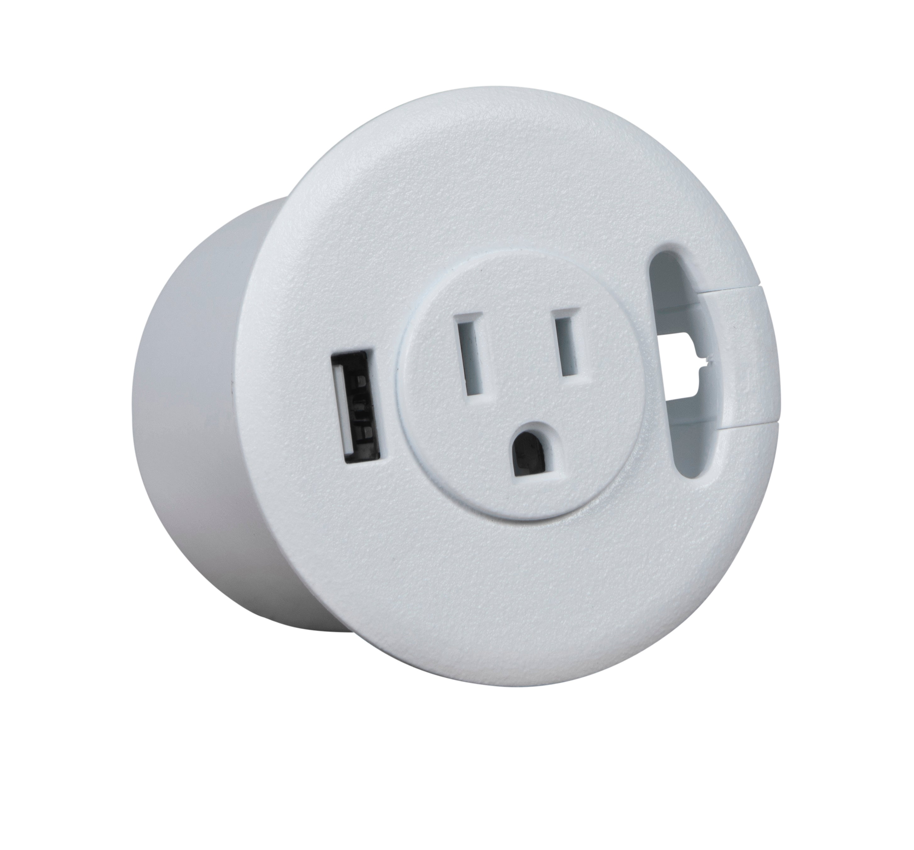 Table Top Power & USB Grommet Hole Adapter, White