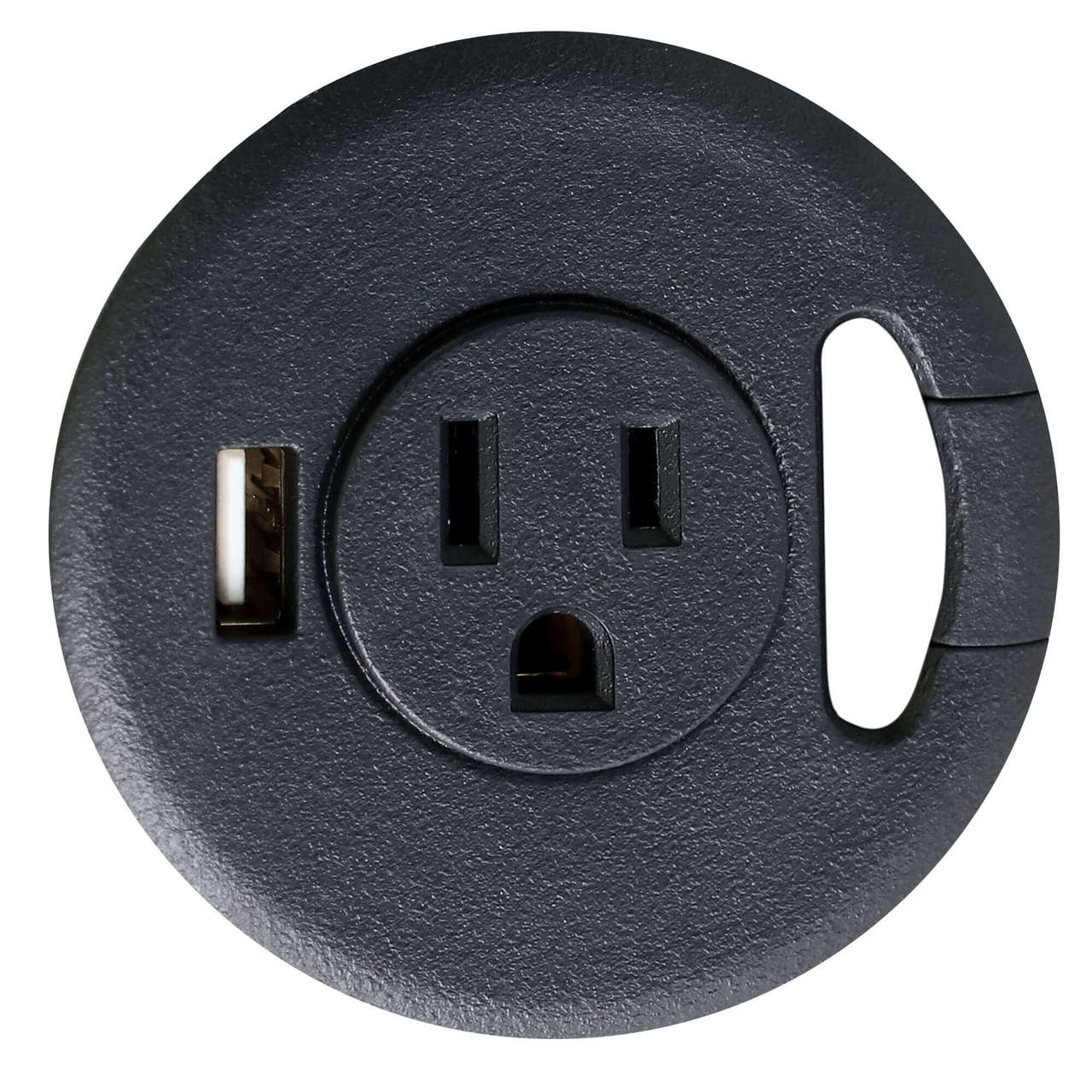 Table Top Power & USB Grommet Hole Adapter, Black